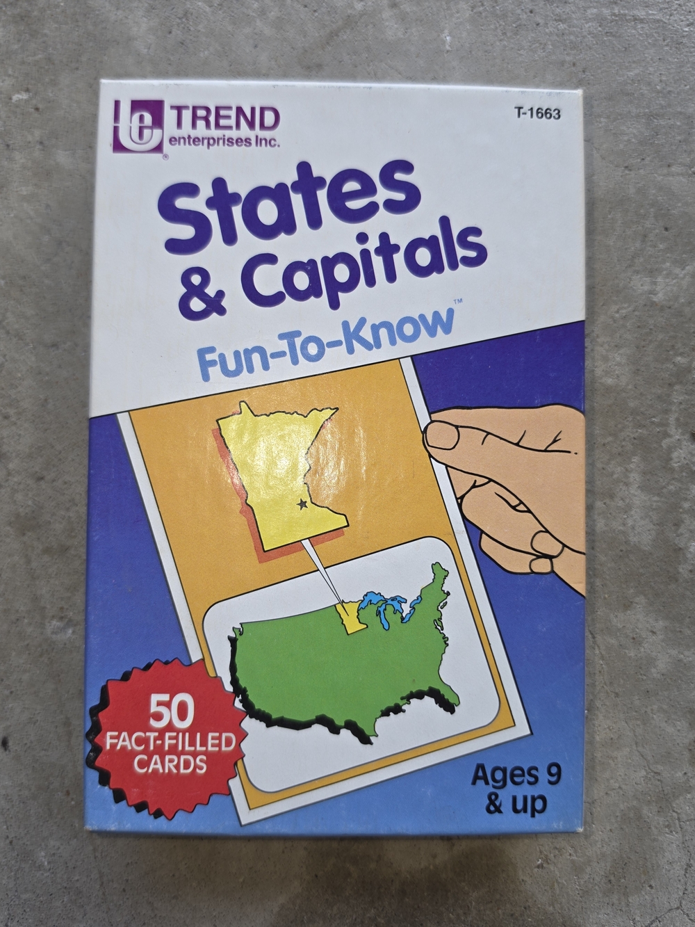 Vintage 1987 TREND Enterprises States & Capitals Fun-To-Know educational flash
